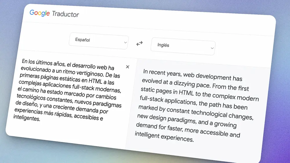 Captura de pantalla del proyecto Google Translate