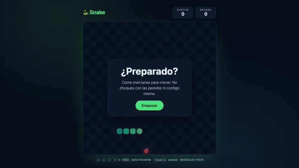 Captura de pantalla del proyecto Snake