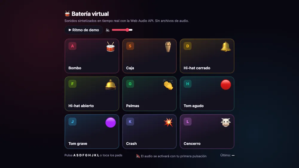 Captura de pantalla del proyecto Batería virtual