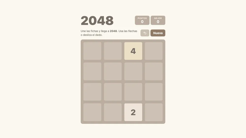 Captura de pantalla del proyecto 2048