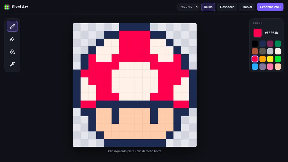Captura de pantalla del proyecto Editor de Pixel Art