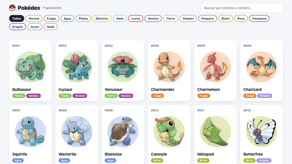 Captura de pantalla del proyecto Pokédex