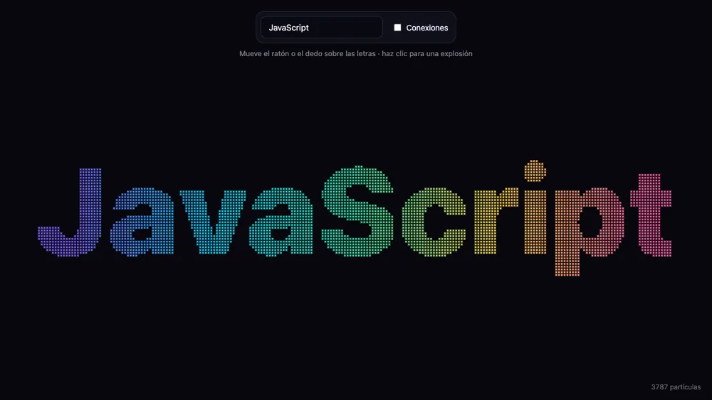 Captura de pantalla del proyecto Partículas interactivas