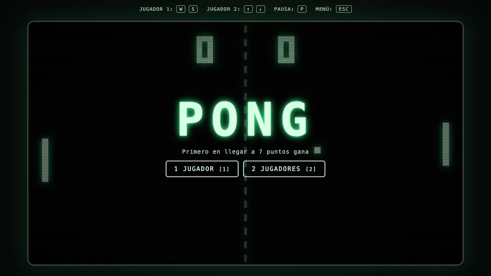 Captura de pantalla del proyecto Pong