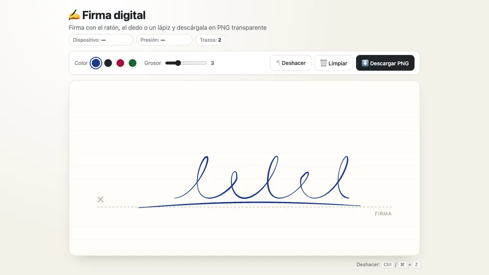 Captura de pantalla del proyecto Firma digital