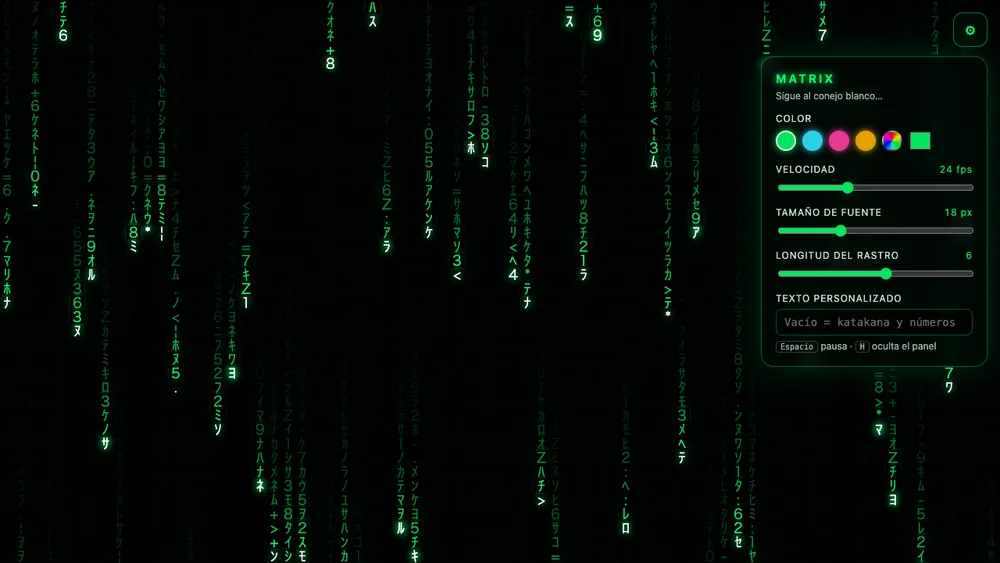 Captura de pantalla del proyecto Lluvia de Matrix