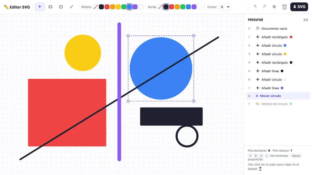 Captura de pantalla del proyecto Editor con deshacer
