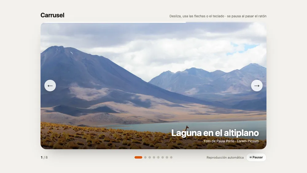 Captura de pantalla del proyecto Carrusel
