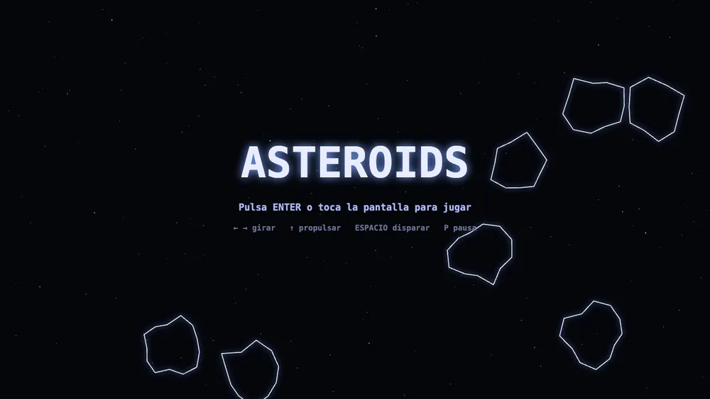 Captura de pantalla del proyecto Asteroids