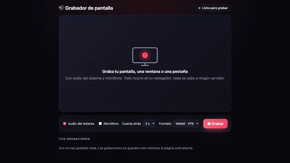 Captura de pantalla del proyecto Grabador de pantalla