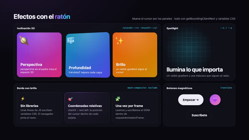 Captura de pantalla del proyecto Efectos con el ratón