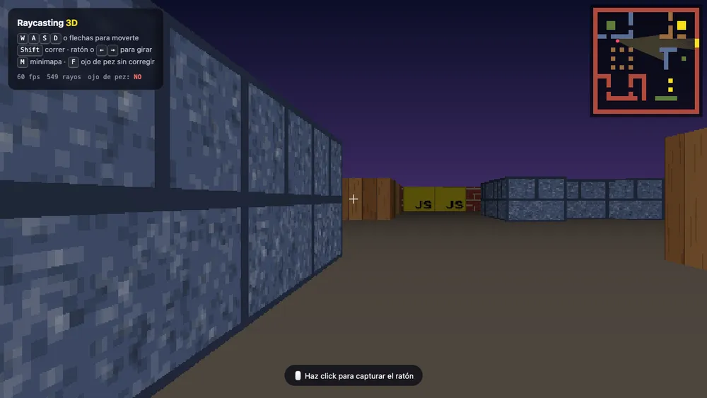 Captura de pantalla del proyecto Motor 3D con raycasting